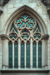 Poster - A closeup Image of a Gothic Window. Intricate details. Created with Generative AI technology