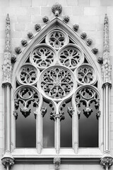 Poster - A closeup Image of a Gothic Window. Intricate details. Created with Generative AI technology