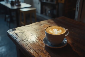 Wall Mural - Coffee on Wooden Table