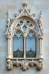 Poster - A closeup Image of a Gothic Window. Intricate details. Created with Generative AI technology