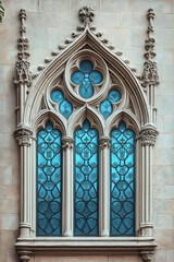 Poster - A closeup Image of a Gothic Window. Intricate details. Created with Generative AI technology