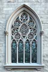 Poster - A closeup Image of a Gothic Window. Intricate details. Created with Generative AI technology