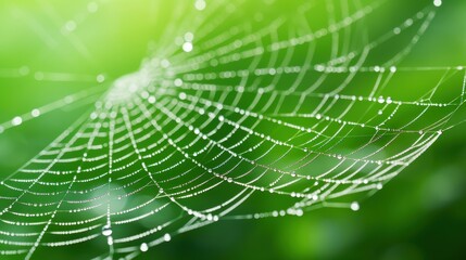 Ethereal Spiderweb: Intricate Texture on Green Grass Blade