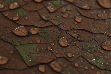 Poster - close-up of a dew-covered leaf.