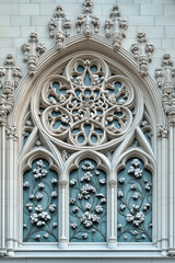 Poster - A closeup Image of a Gothic Window. Intricate details. Created with Generative AI technology