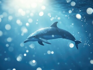 Sticker - Dolphin Swimming Ocean