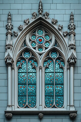 Poster - A closeup Image of a Gothic Window. Intricate details. Created with Generative AI technology