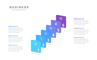 Wall Mural - timeline infographic template, business information with 6 options and icons for workflow, design pr
