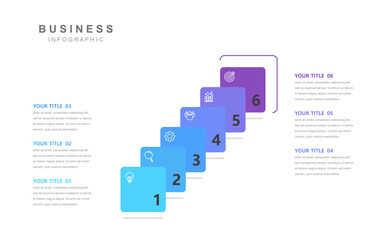 Wall Mural - timeline infographic template, business information with 6 options and icons for workflow, design pr