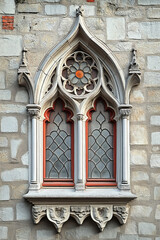 Poster - A closeup Image of a Gothic Window. Intricate details. Created with Generative AI technology