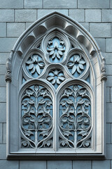 Poster - A closeup Image of a Gothic Window. Intricate details. Created with Generative AI technology