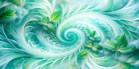 Poster - Double Exposure Swirl: Mint Green & Seafoam Blue Abstract Art