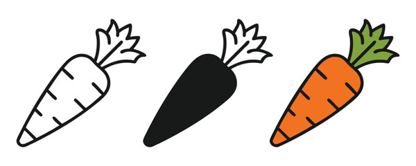 Wall Mural - carrot with leaves outline silhouette icon on white background