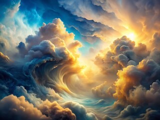 Poster - Dreamy Double Exposure: Cloudscape and Abstract Forms