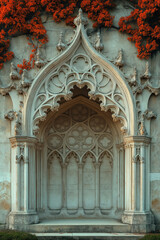 Poster - detail of a medieval church. Gothic architecture. Intricate details. Created with Generative AI technology