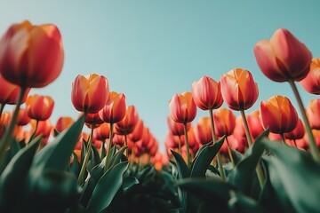 Wall Mural - red tulips in the garden