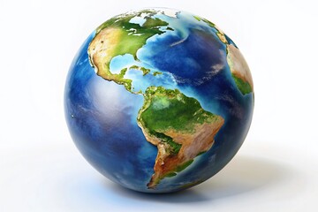 Poster - Earth Globe Shape, White Background, Left Position, Copy Space - Stock Photo