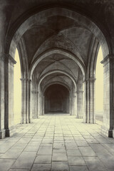 Poster - Medieval Arcade. Gothic Colonnade. Intricate Details. Created with Generative AI technology