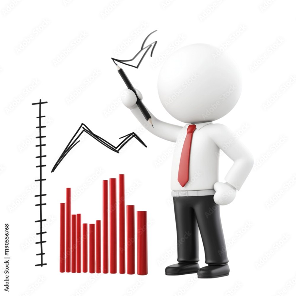 Businessman Analyzing Growth Chart: 3D Render of a Figure Drawing a ...