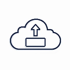 Fototapete - Cloud data upload simple icon depicting file transfer to cloud pixel style