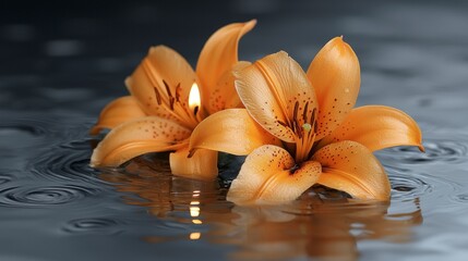 Sticker - Orange lilies in water.