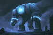 © Helen - A glowing futuristic Golem made of digital rocks, symbolizing protection and strength