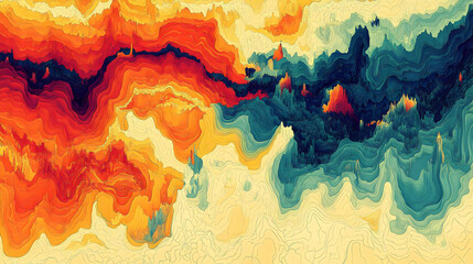 Poster - Abstract Artistic Background with Vivid Color Palette and Textured Surface