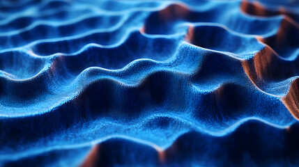 Poster - Abstract Blue Digital Wave Background Texture. Dynamic 3D Rendering of a Flowing, Undulating Surface with Glowing Particles. Futuristic Technology Des