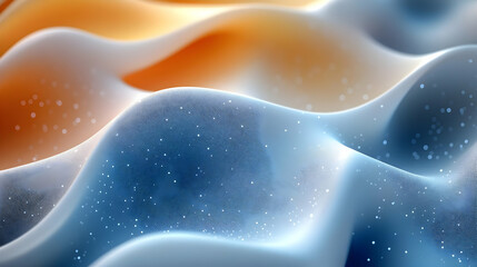Poster - Abstract Blue and Orange Wave Background with Glittering Particles