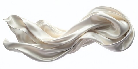 Poster - Flowing Silk Fabric, White Background, Minimalist Photography, Elegant Drape