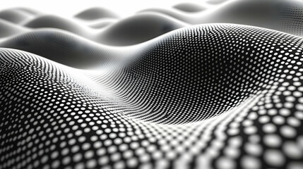 Poster - Abstract Black and White Wave Pattern with Dot Texture Background