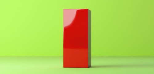 Aufkleber - Red tall box mockup with clean lines, isolated on bright lime green background.
