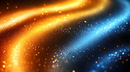 Poster - Abstract Background with Blue and Orange Swirling Energy and Glowing Particles