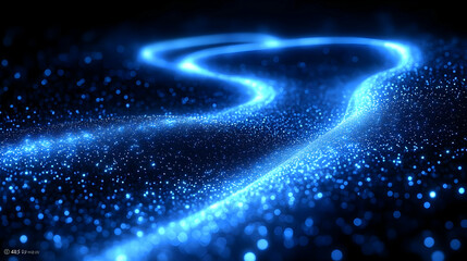 Poster - Abstract Blue Glow: Dynamic Particles and Sparkling Lights