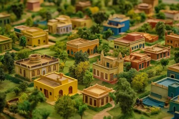 Poster - A vibrant and colorful toy village with intricate details. --ar 3:2 --style raw --profile du61nug --v 6.1 Job ID: 789baf40-f487-410b-91e6-281270edb7fa