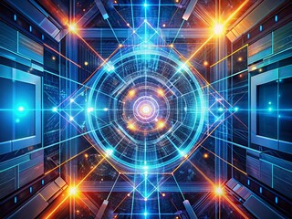 Poster - Futuristic Geometric Abstract Tech Background: Rule of Thirds Composition