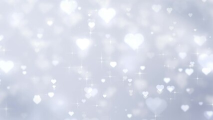 Heart glitter sparkles.Silver abstract bokeh background.Loop video. (135)