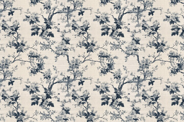 Poster - Floral Toile tapestry pattern. Vintage Japanese botanical wallpaper pattern. Background image. Created with Generative AI technology