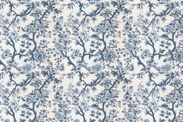 Wall Mural - Floral Toile tapestry pattern. Vintage Japanese botanical wallpaper pattern. Background image. Created with Generative AI technology