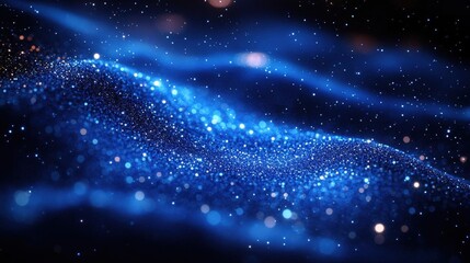 Poster - Abstract Blue Glitter Background with Sparkling Wave Pattern