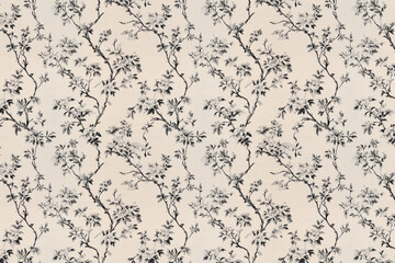 Poster - floral toile tapestry pattern. vintage japanese botanical wallpaper pattern. background image. creat