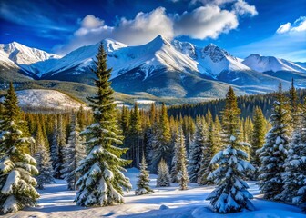 Wall Mural - Breathtaking Winter Landscape in Breckenridge, Colorado: Snow-Covered Mountains and Pristine Forest