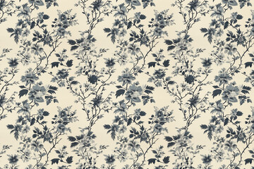 Poster - floral toile tapestry pattern. vintage japanese botanical wallpaper pattern. background image. creat
