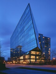 Wall Mural - Glass office building with triangular roof