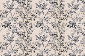 Poster - floral toile tapestry pattern. vintage japanese botanical wallpaper pattern. background image. creat