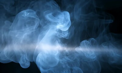 Wall Mural - a swirling mist of blue smoke creates an ethereal atmosphere, perfect for backgrounds or artistic pr