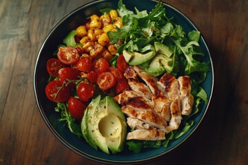 Wall Mural - Fresh salad bowl with vegetables