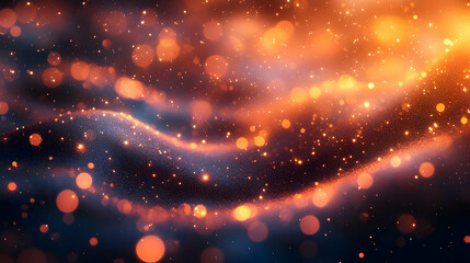 Poster - Abstract Background with Orange and Red Glowing Lights and Glitter Sparkle