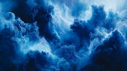 Poster - Abstract Blue Cloud Formation Digital Art: A Dreamlike Cosmic Texture