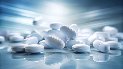 Wall Mural - Long Exposure Photography of White Pills, Medicine, Pharmacy, Healthcare, Drug